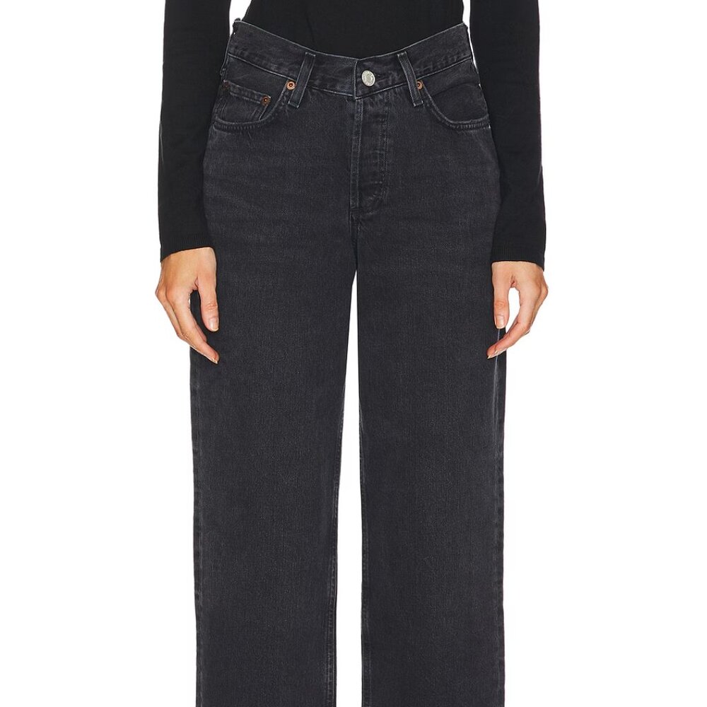 AGOLDE V Waist Baggy Jeans in Hitch Dark Wash
